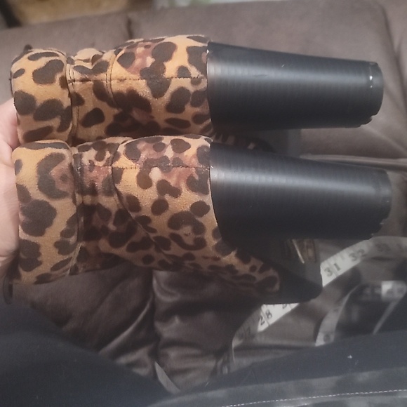 Yoki elan-02 leopard print suede chunky platform lace up combat ankle boots 8 - Picture 8 of 10